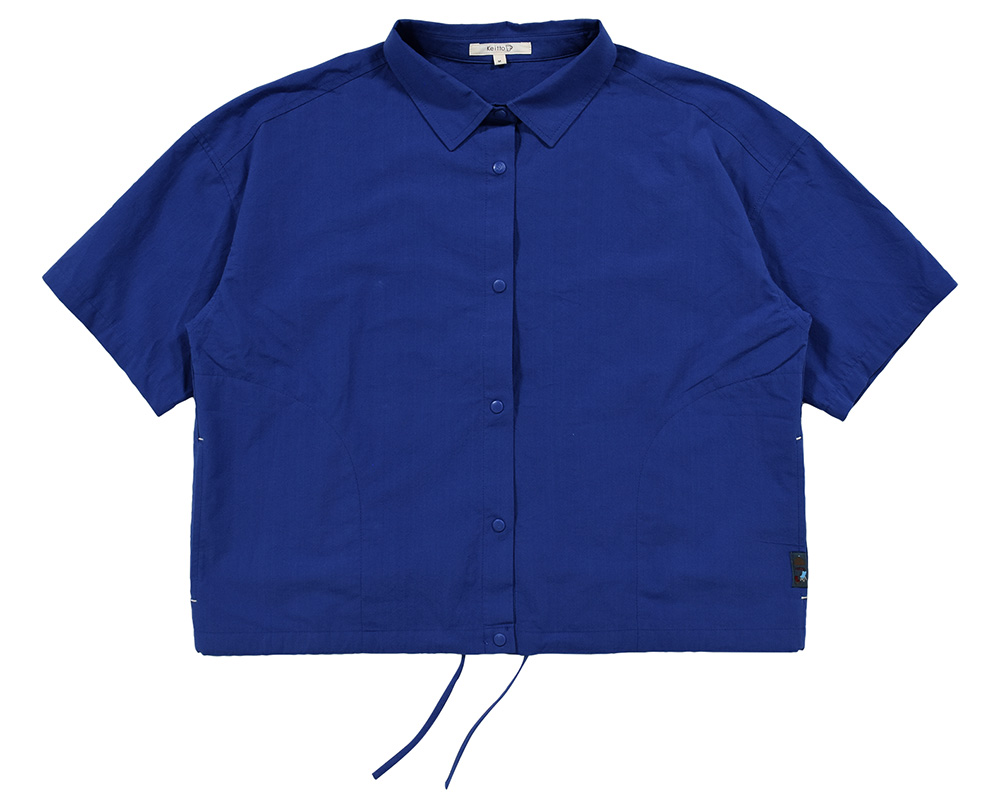 SALE✩.*˚日本製 23区SPORT スナップボタン ボーダー柄シャツ BLUE シャツ タイプライター ショートスリーブ スナップワーク